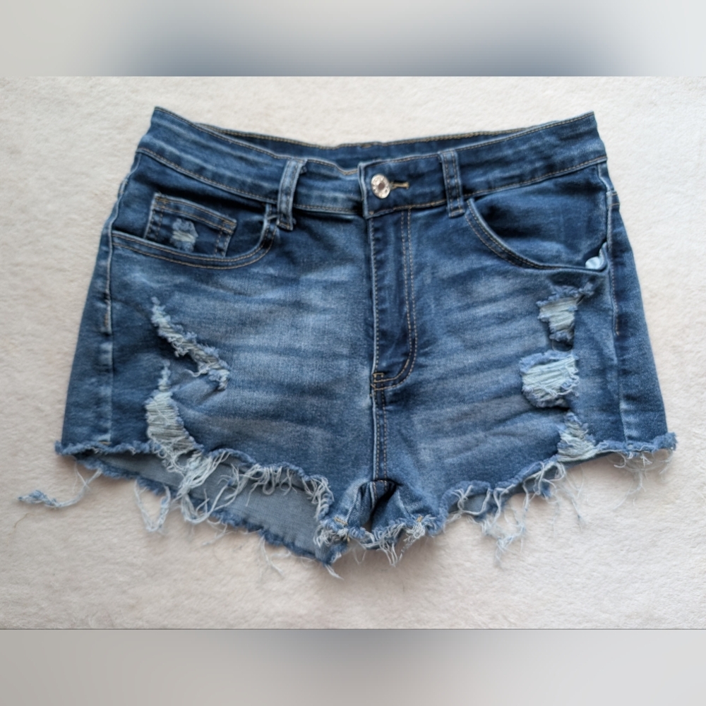 SHEIN Ripped Blue Jean Shorts